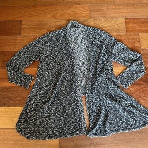 Elie Tahari Black and Gray Cardigan Sweater Long Open-Front